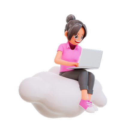 Étudiant avec un ordinateur portable étudiant sur un cours en ligne  3D Icon