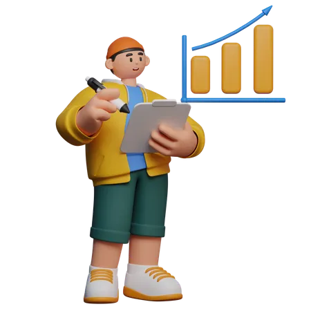 Personnage Student Business Analytics 3 D 3D Illustration