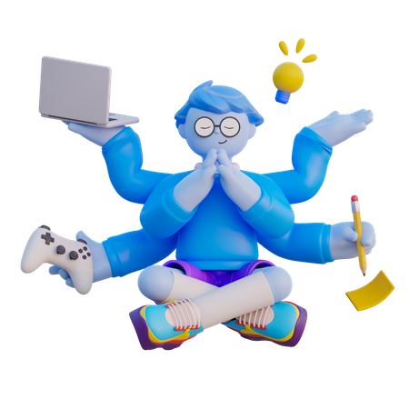 Étudiant faisant de la méditation  3D Icon