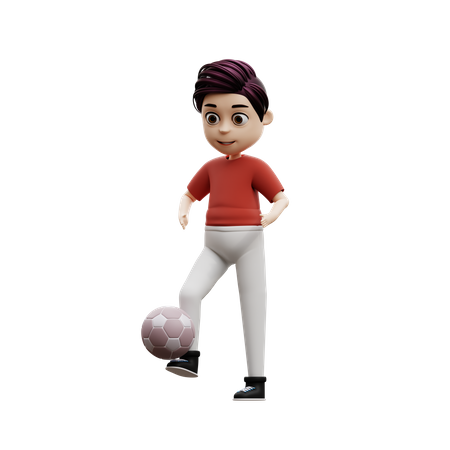 Garçon étudiant jouant au ballon  3D Illustration