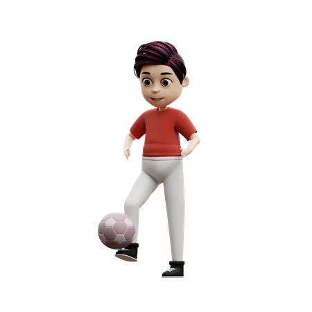 Garçon étudiant jouant au ballon  3D Illustration