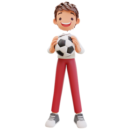 Étudiant tenant un ballon de football  3D Illustration