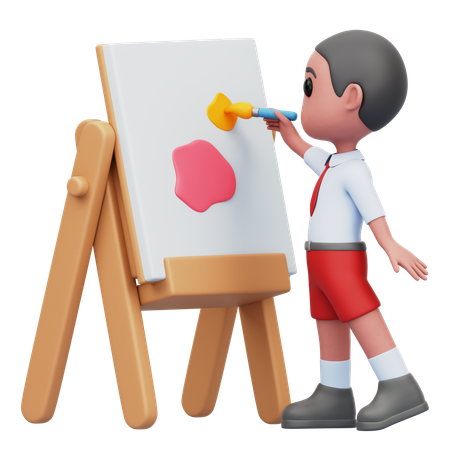 Étudiant faisant de la peinture sur toile  3D Icon