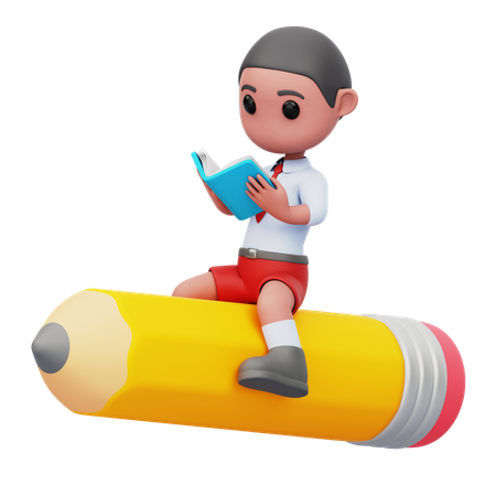Livre de lecture d'un étudiant masculin  3D Illustration