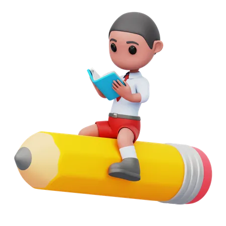 Livre de lecture d'un étudiant masculin  3D Illustration