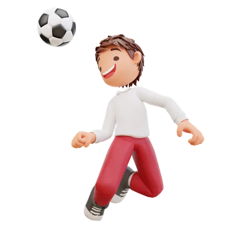 Étudiant jouant au football  3D Illustration