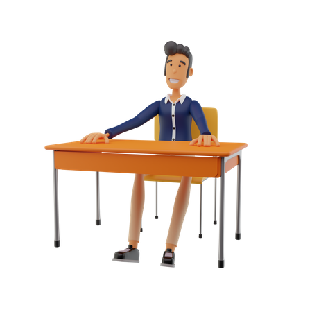 Étudiant sur banc  3D Icon