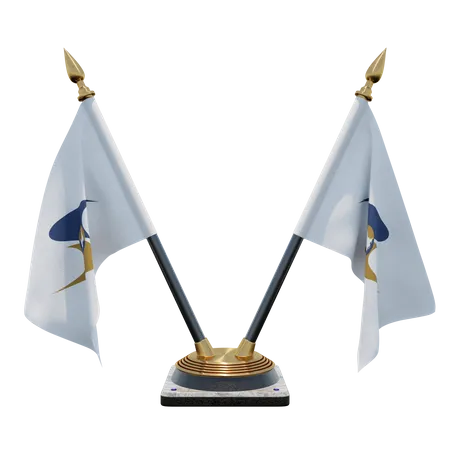 Eurasian Economic Union Double Desk Flag Stand  3D Illustration