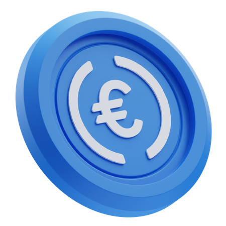 Logo de la crypto-monnaie EURC Euro Coin  3D Icon