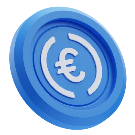 Logo de la crypto-monnaie EURC Euro Coin  3D Icon