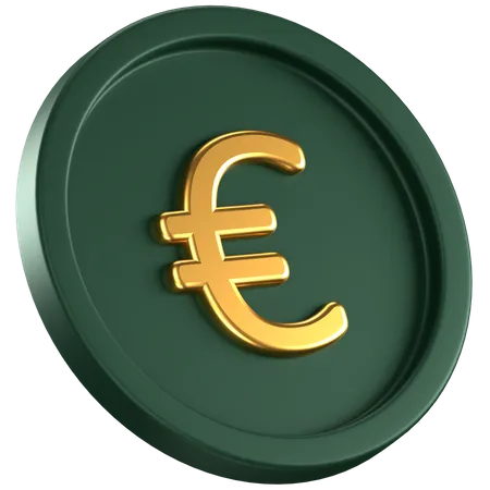 3 D Icon Of A Green Coin With Gold Euro Sign In The Center 3D Icon