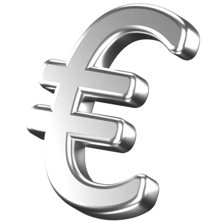 3 D Icon Of A Silver Euro Sign 3D Icon