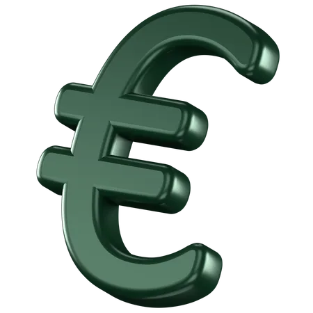 3 D Icon Of A Green Euro Sign 3D Icon