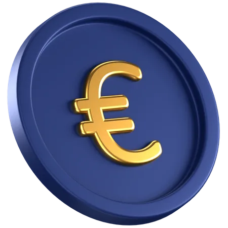 3 D Icon Of A Blue Coin With Gold Euro Sign In The Center 3D Icon