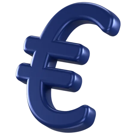 3 D Icon Of A Blue Euro Sign 3D Icon