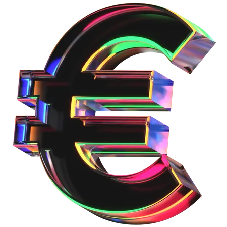 3 D Icon Of A Glass Euro Sign 3D Icon