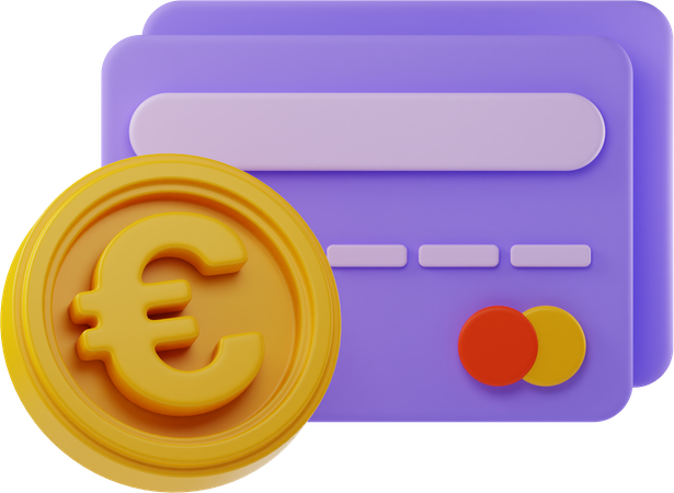 Euro And Bank Card  3D Illustration