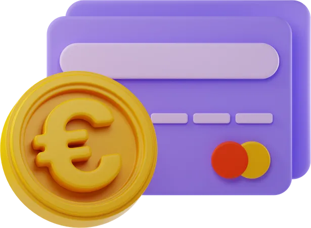 Euro And Bank Card  3D Illustration