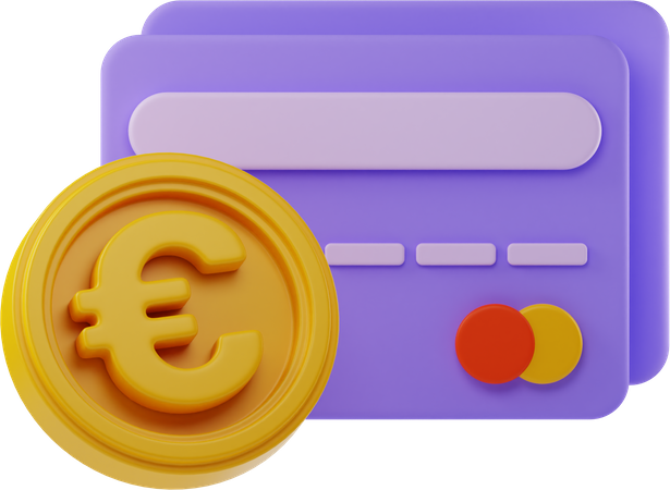 Euro And Bank Card 3D Illustration