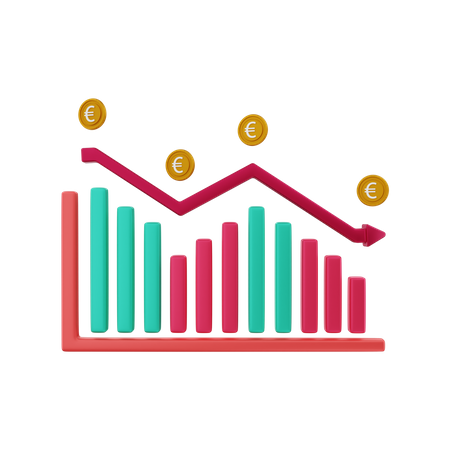 L'investissement monétaire en euros en baisse  3D Illustration