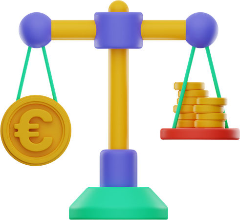 Euro Balance Scale  3D Icon