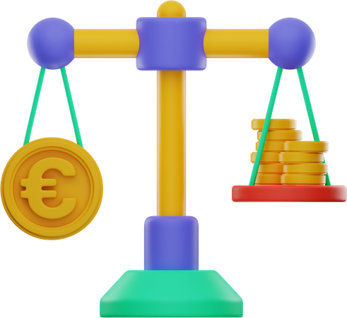 Euro Balance Scale  3D Illustration