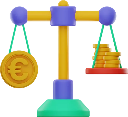 Euro Balance Scale  3D Illustration
