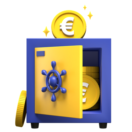 Euro Bank Locker 3D Illustration