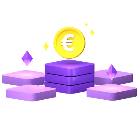 Euro Blockchain Technology 3D Illustration