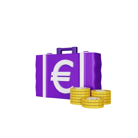 Euro Briefcase  3D Illustration