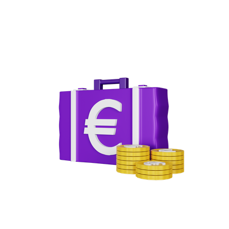 Euro Briefcase 3D Illustration
