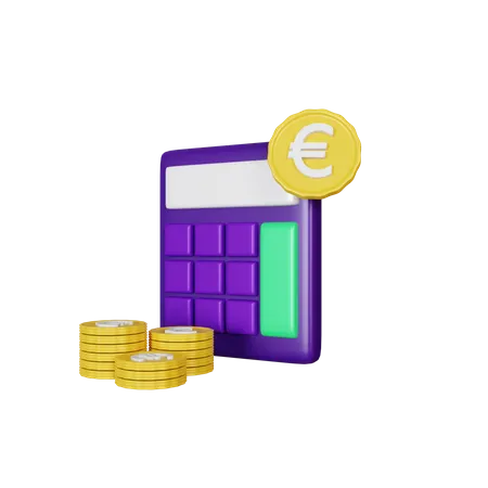Euro Currency Calculator 3D Illustration