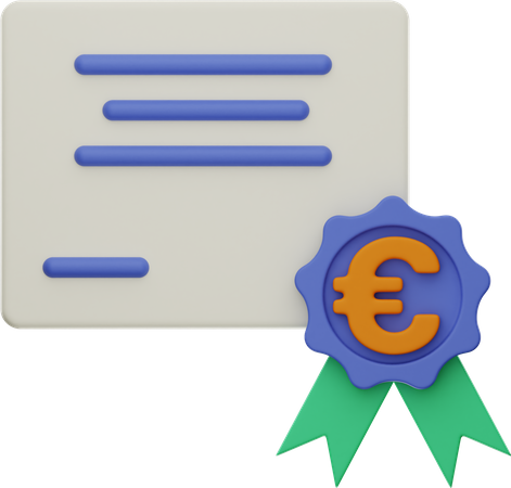 Euro Certificate  3D Illustration