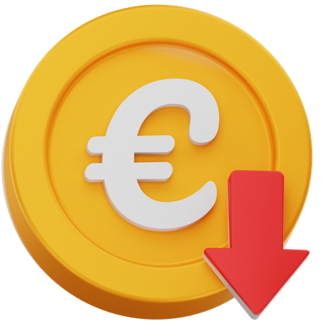 Euro Coin Decrease  3D Icon
