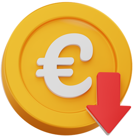 Euro Coin Decrease  3D Icon