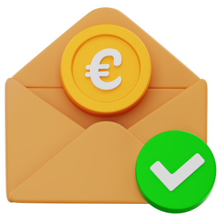 Euro Coin Envelope  3D Icon