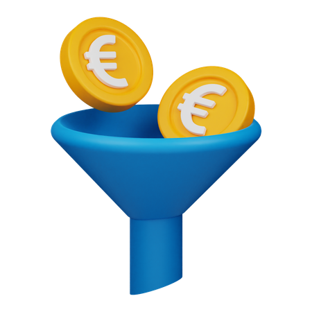 Funil de moedas de euro  3D Icon