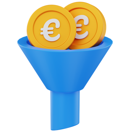 Euro Coin Funnel  3D Icon