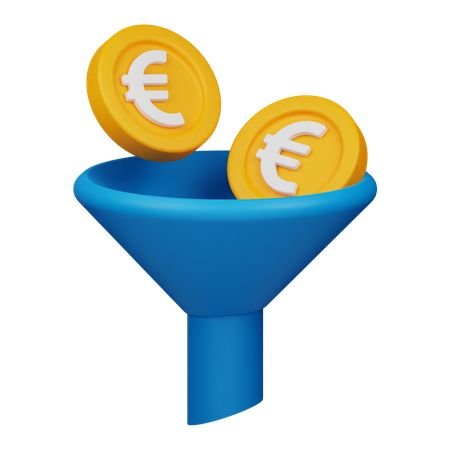 Euro Coin Funnel  3D Icon