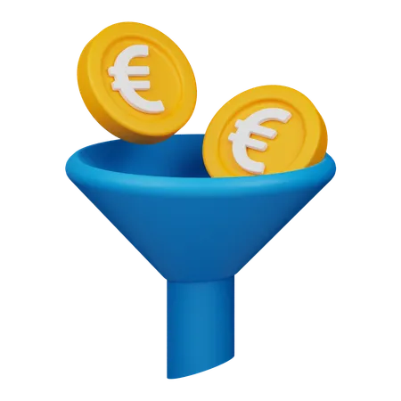 Euro Coin Funnel  3D Icon