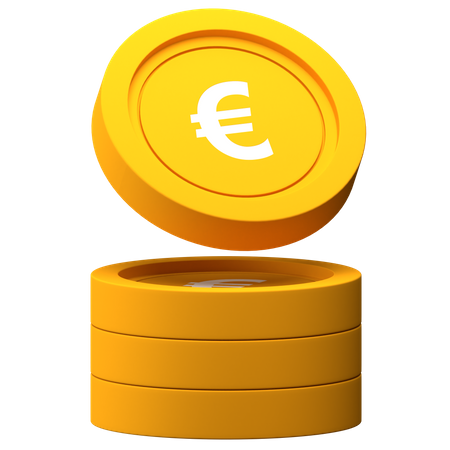 Euro Coin Stack 3D Illustration