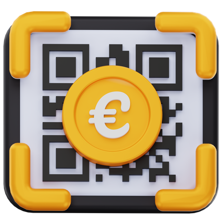Euro Coin With Qr Scan  3D Icon
