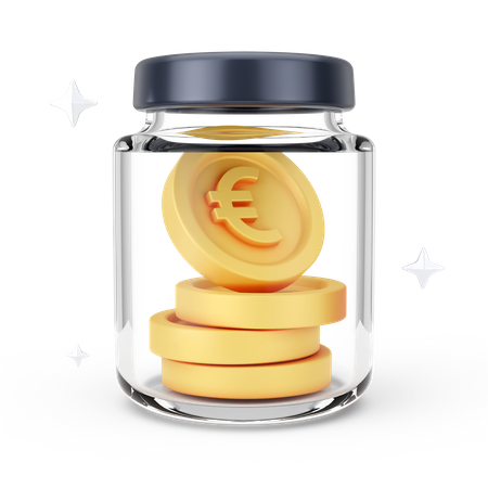 Euro Coins Jar  3D Icon