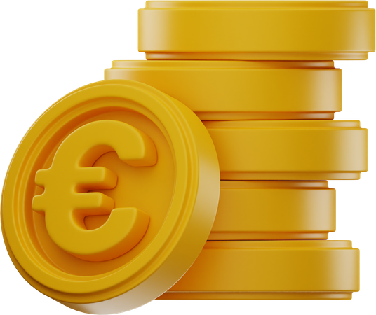 Euro Coins Stack  3D Illustration