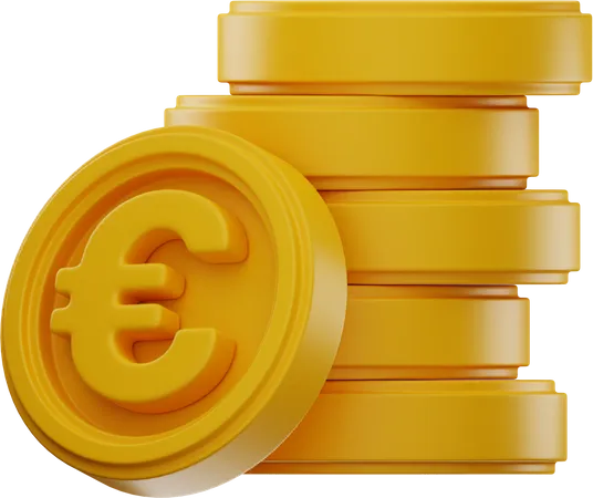 Euro Coins Stack  3D Illustration