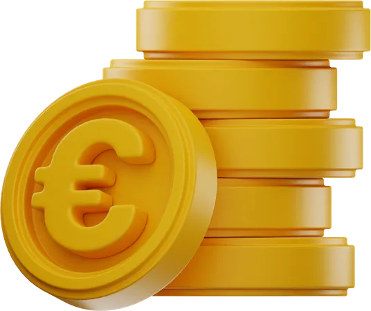 Euro Coins Stack 3D Illustration
