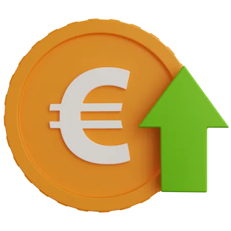 Euro Coins With Up Arrow 3D Icon