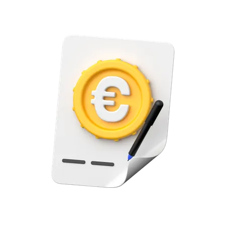 Euro Contract 3 D Icon Symbolizing Financial Agreements Transactions And Contracts Involving The Euro Currency In Global Markets 3D Icon