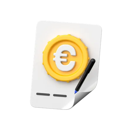 Contrat en euros  3D Icon