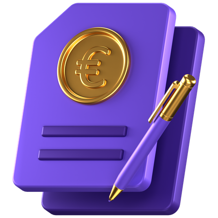 Contrat en euros  3D Icon